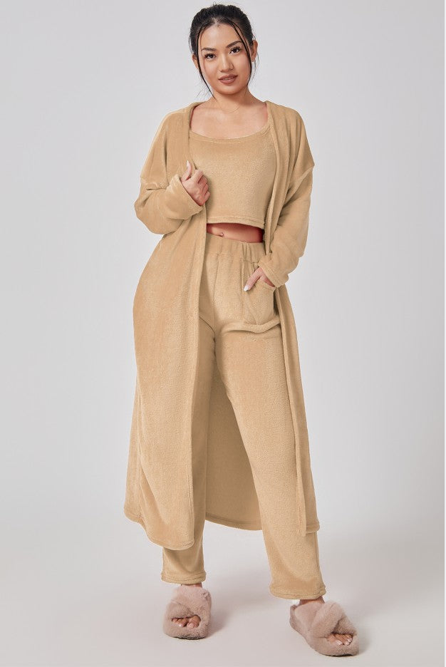 Women’s Cozy 3-Piece Pajama Lounge Set – Cute Matching Winter Loungewear