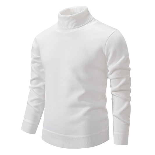 Men’s Turtleneck Pullover Sweater – Solid Color Fleece Lined Knit Long Sleeve Top